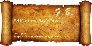 Fórizs Beáta névjegykártya