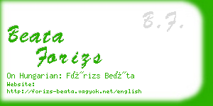 beata forizs business card